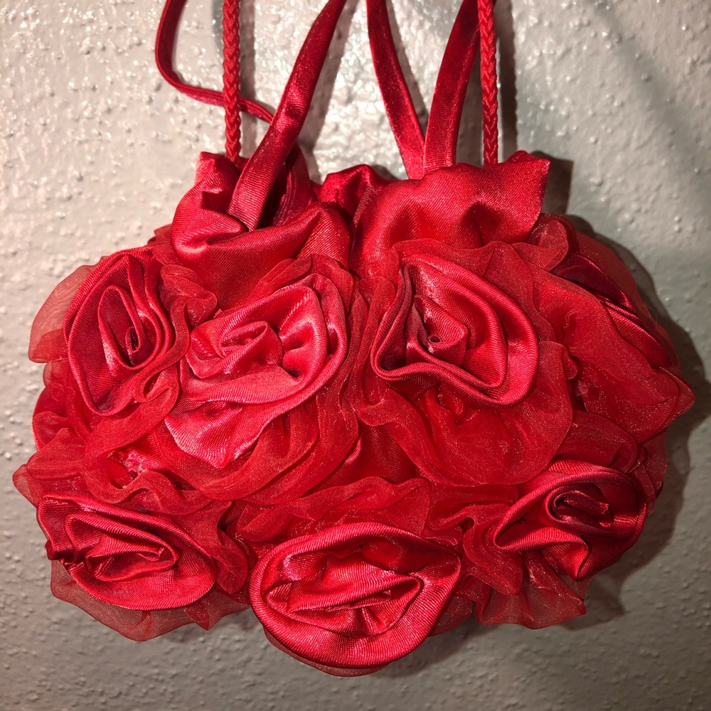 Red Roses Evening Handbag Galerie # 055070958 Beautiful Mini Bag 6”X 7” Stap 24”